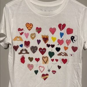 Anthropologie Unfortunate Portrait Hearts Cotton Graphic T-Shirt Size XS NWT